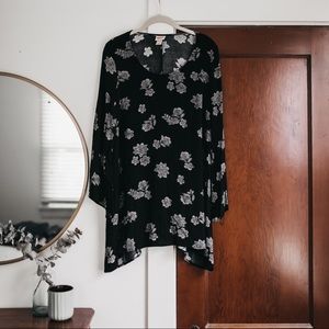 Mossimo Black Long Sleeve Floral Dress